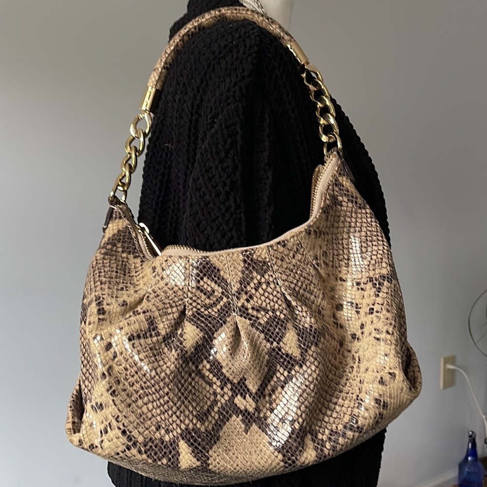 Michael Kors Beige/Black Python Effect Leather Fu… - image 2